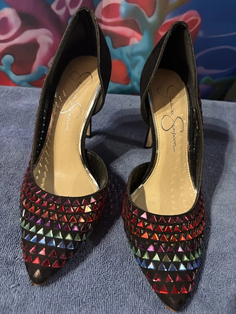 Jessica Simpson  Rainbow 🌈 festival shoes